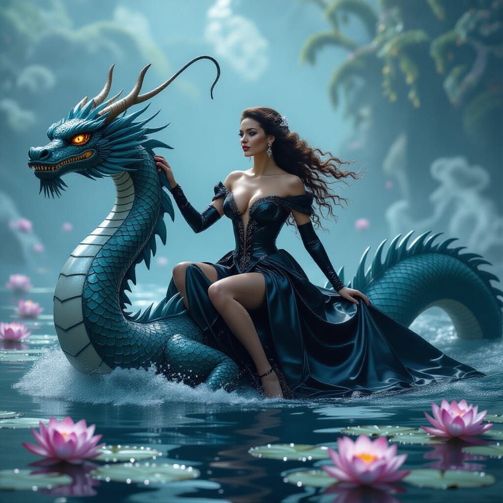 Scarlett O'Hara Rides Mystical Dragon in Fantasy Art