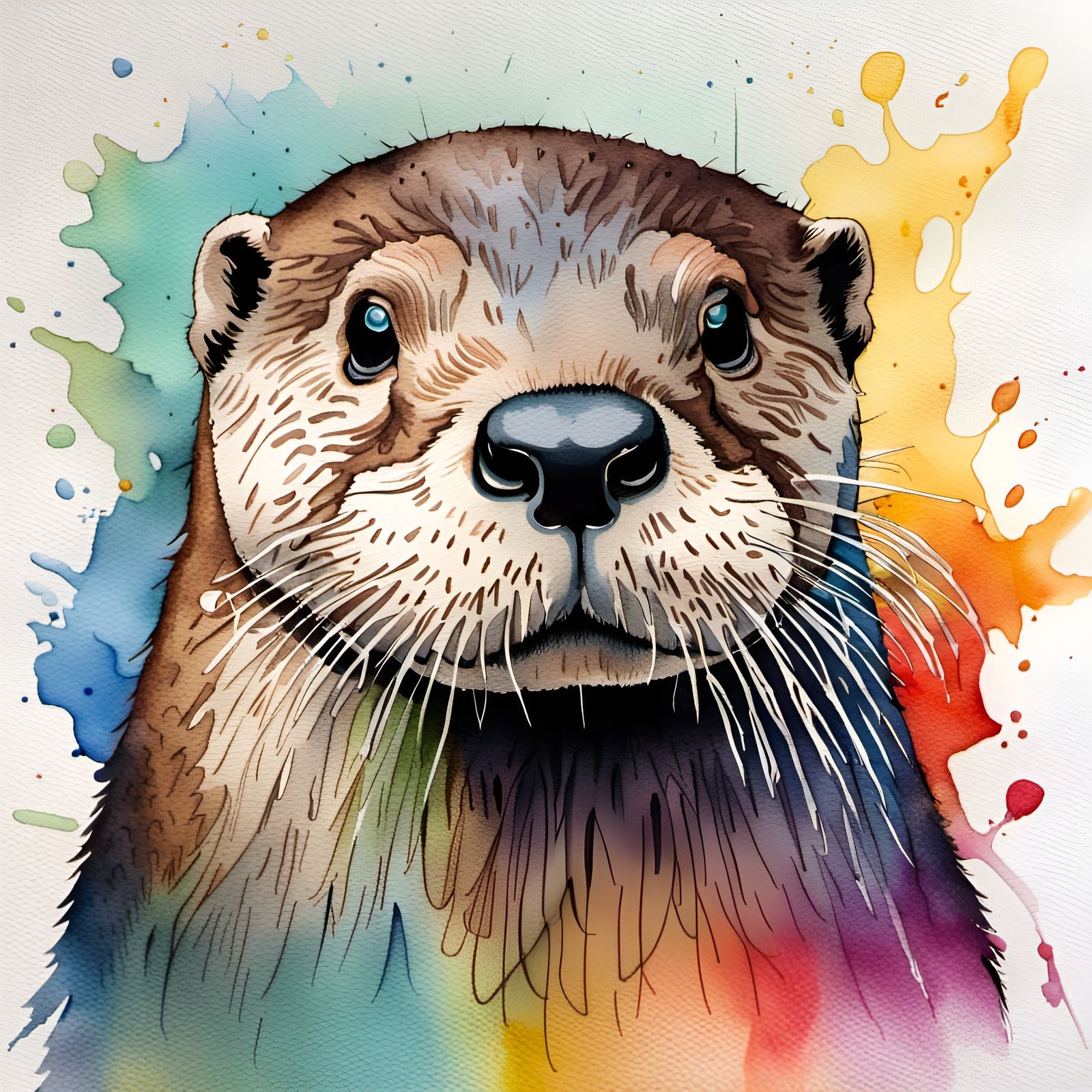 Vivid Watercolour Otter Painting