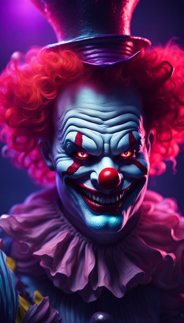 Evil Clown Portrait in Ultraviolet Light