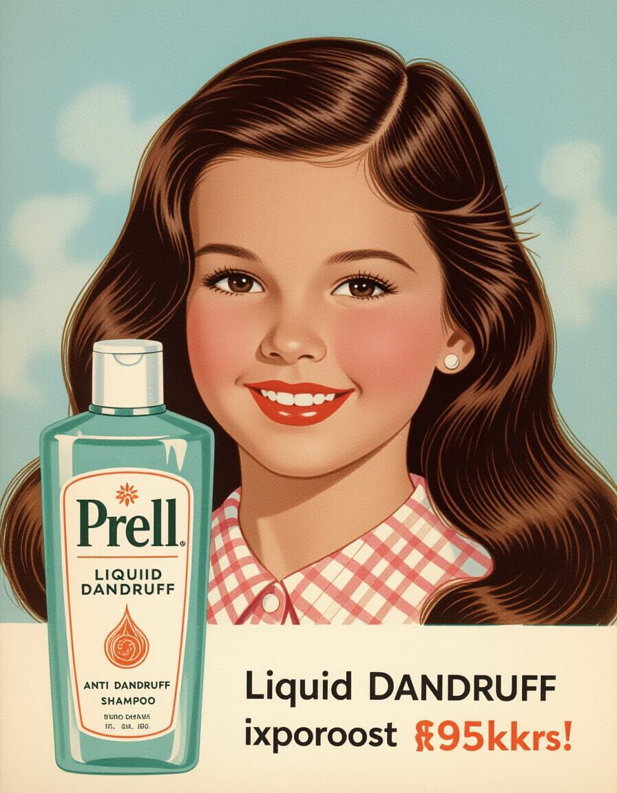 Vintage 1950s Advertisement for Prell Shampoo