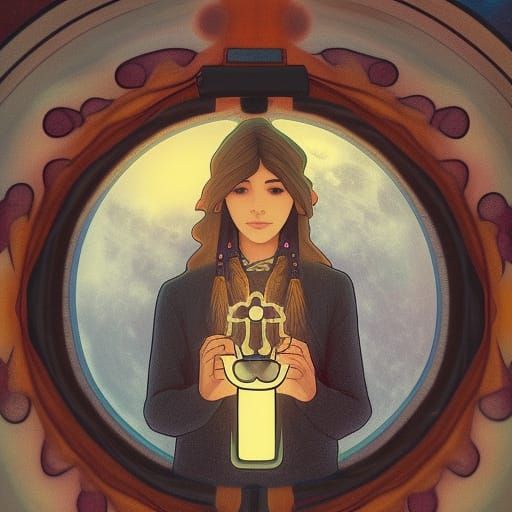 Comanche Hunter Portrait in Dreamy Gouache Style