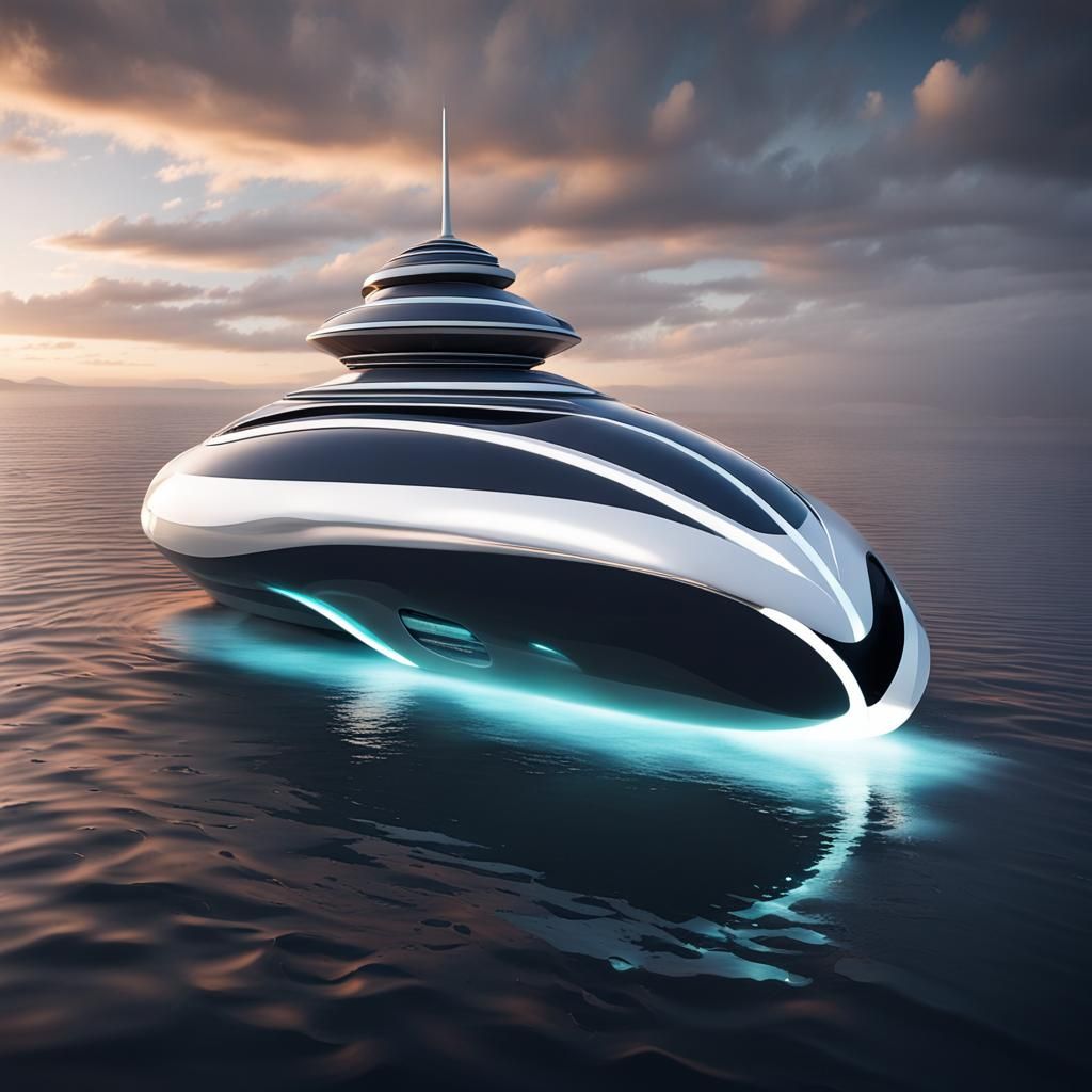 Futuristic Spaceship Boat Design in AI World