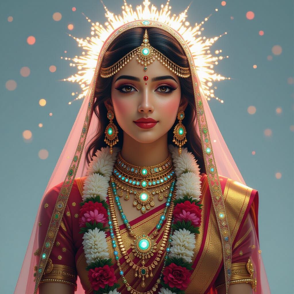 Goddess Radharani: Futuristic Indian Portrait