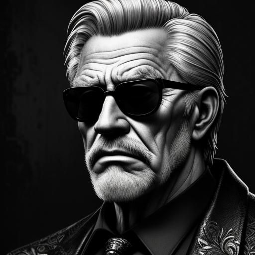 Noir Portrait: Old Man with Sunglasses