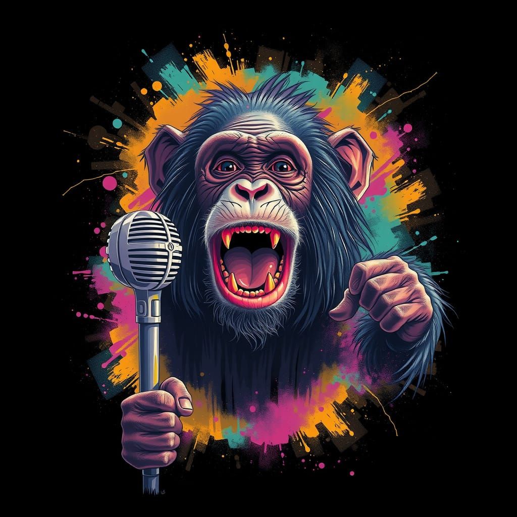 Monkey Rockstar in Bold Abstract Style