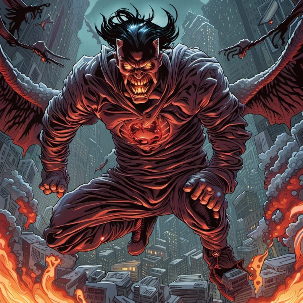 Demonic Air Max in Comic Book Art Style