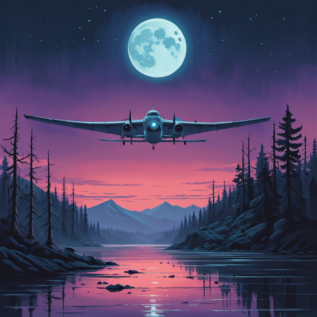 Ethereal Dark Moonlit Wing in Vibrant, Dreamlike Colors