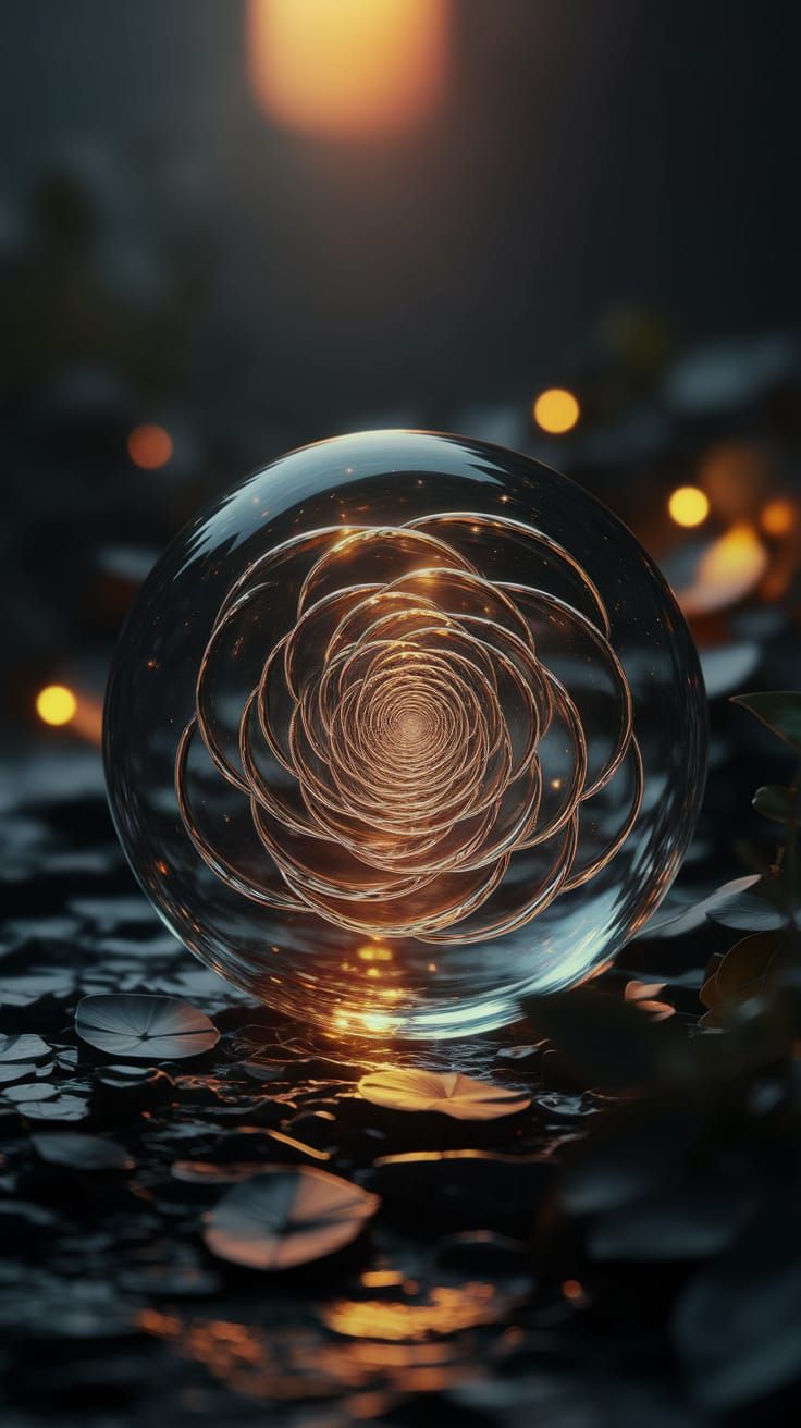 Rose Patterned Glass Orb