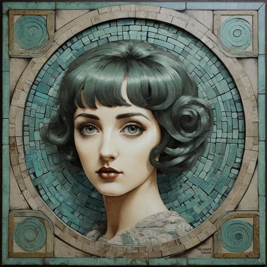 Tiler Portrait in Fornasetti Labyrinth with Mosaic