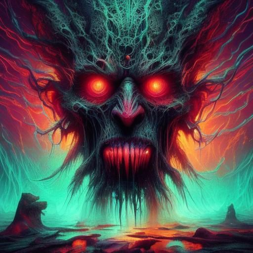 Dark Fantasy Portrait of a Young Man in Neon