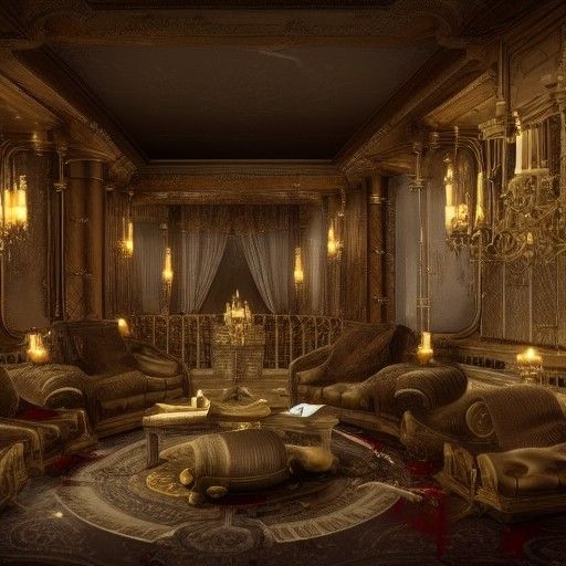 Luxurious Room Scene with Dark Undertones