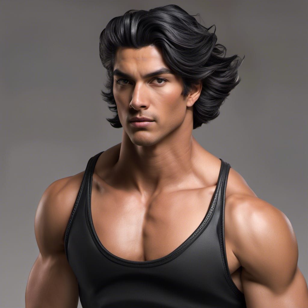 Golden Armored Warrior with Flowing Black Hair