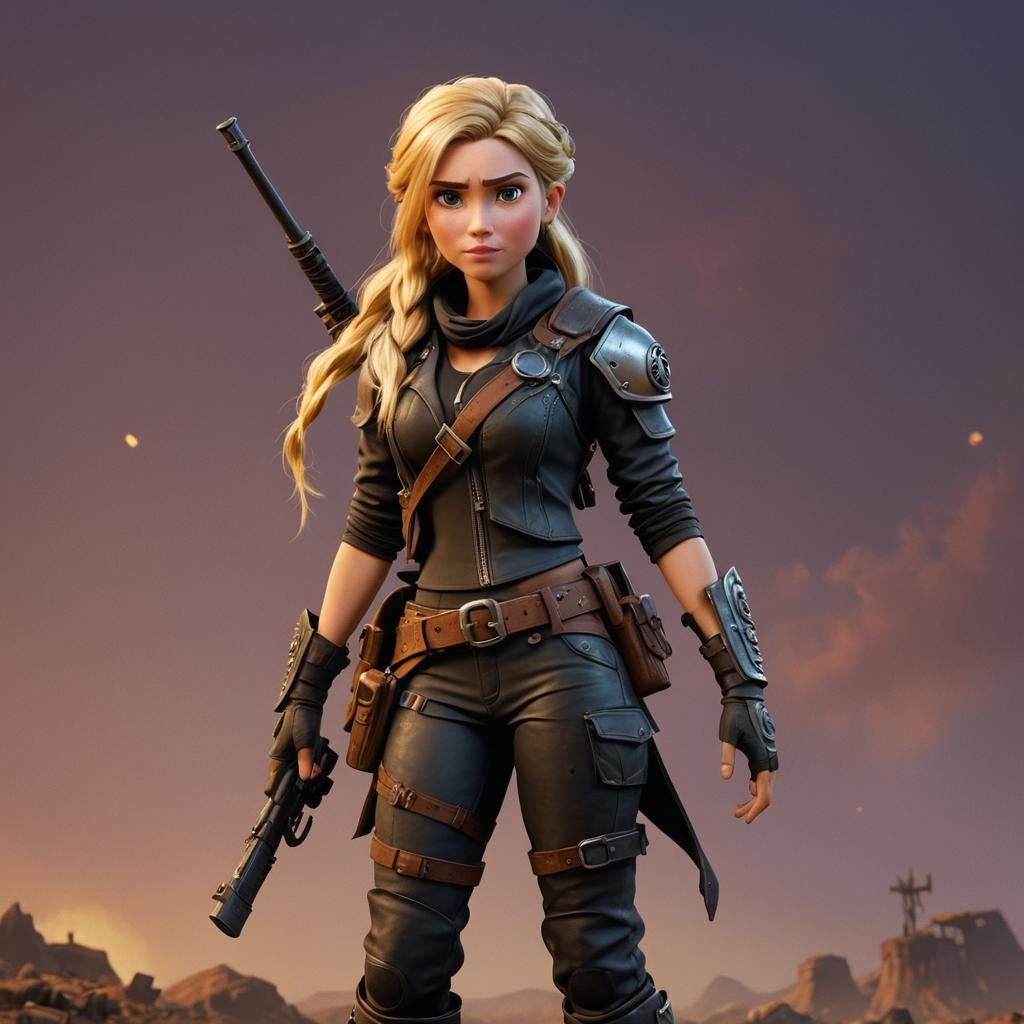 Rapunzel as Post-Apocalyptic Raider: 3D Digital Art