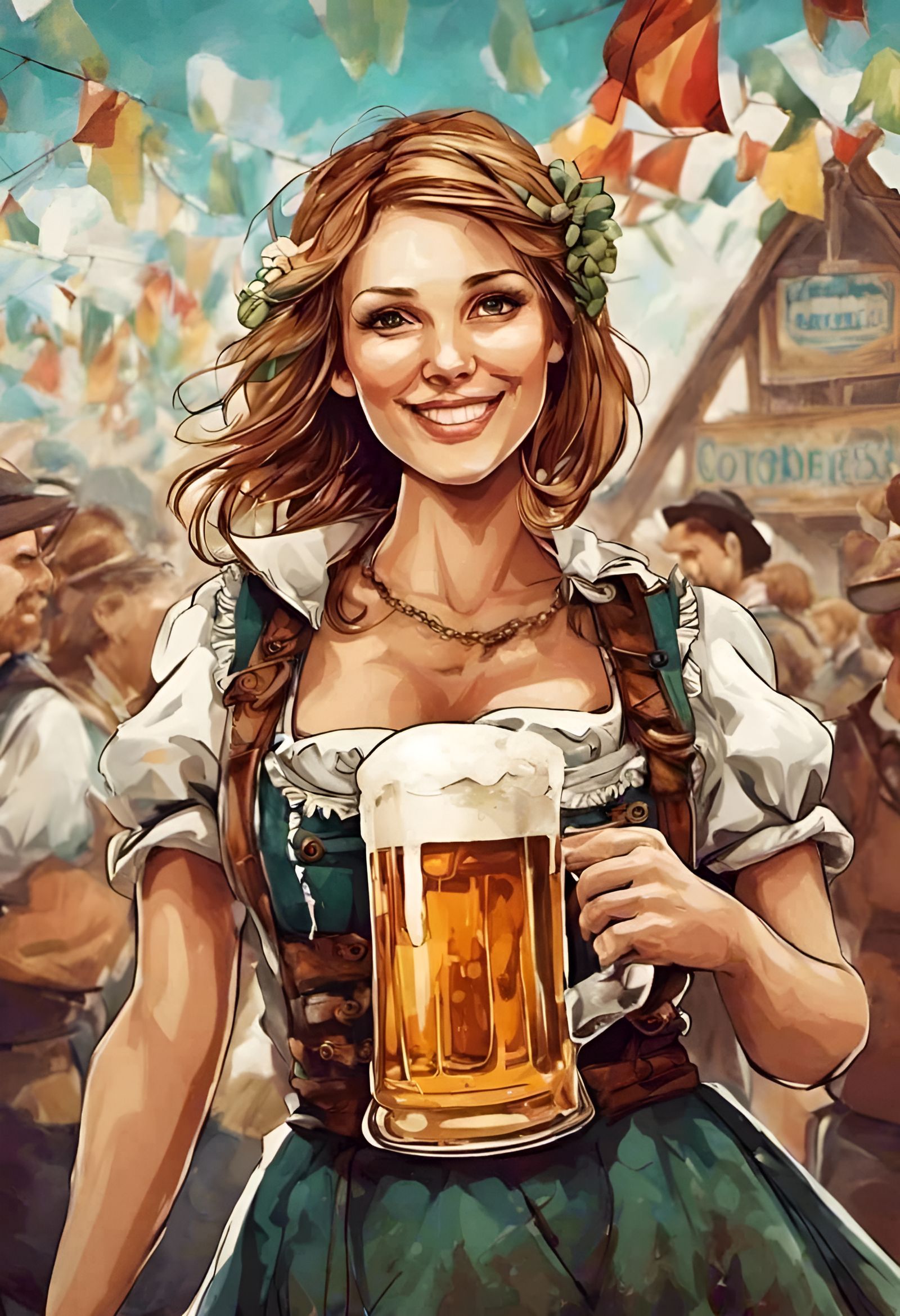 Oktoberfest Beer Festival in Digital Illustration Style