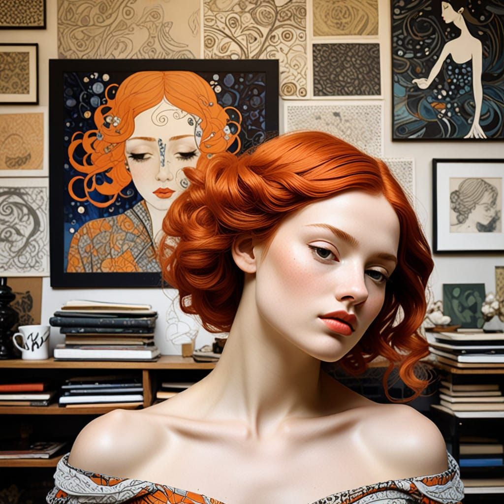 Ethereal Muse in Vibrant Orange Hues
