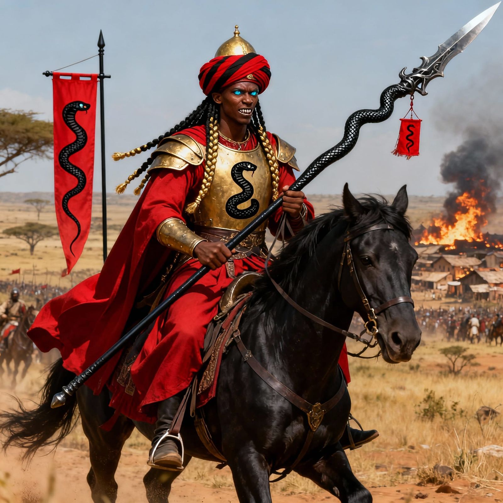 Crimson Serpent Lord of Far Harad on Horseback