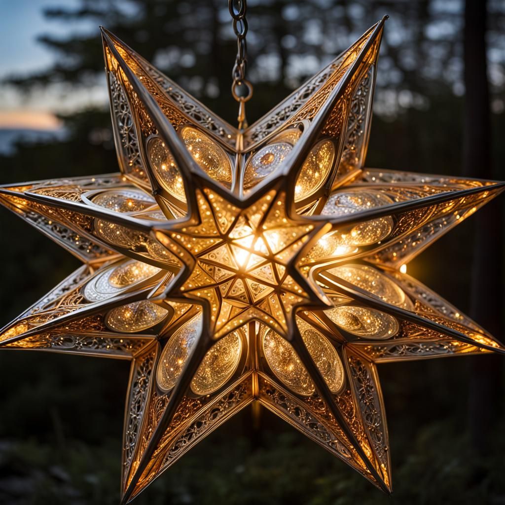 Ornate Star Lantern with Golden Aura