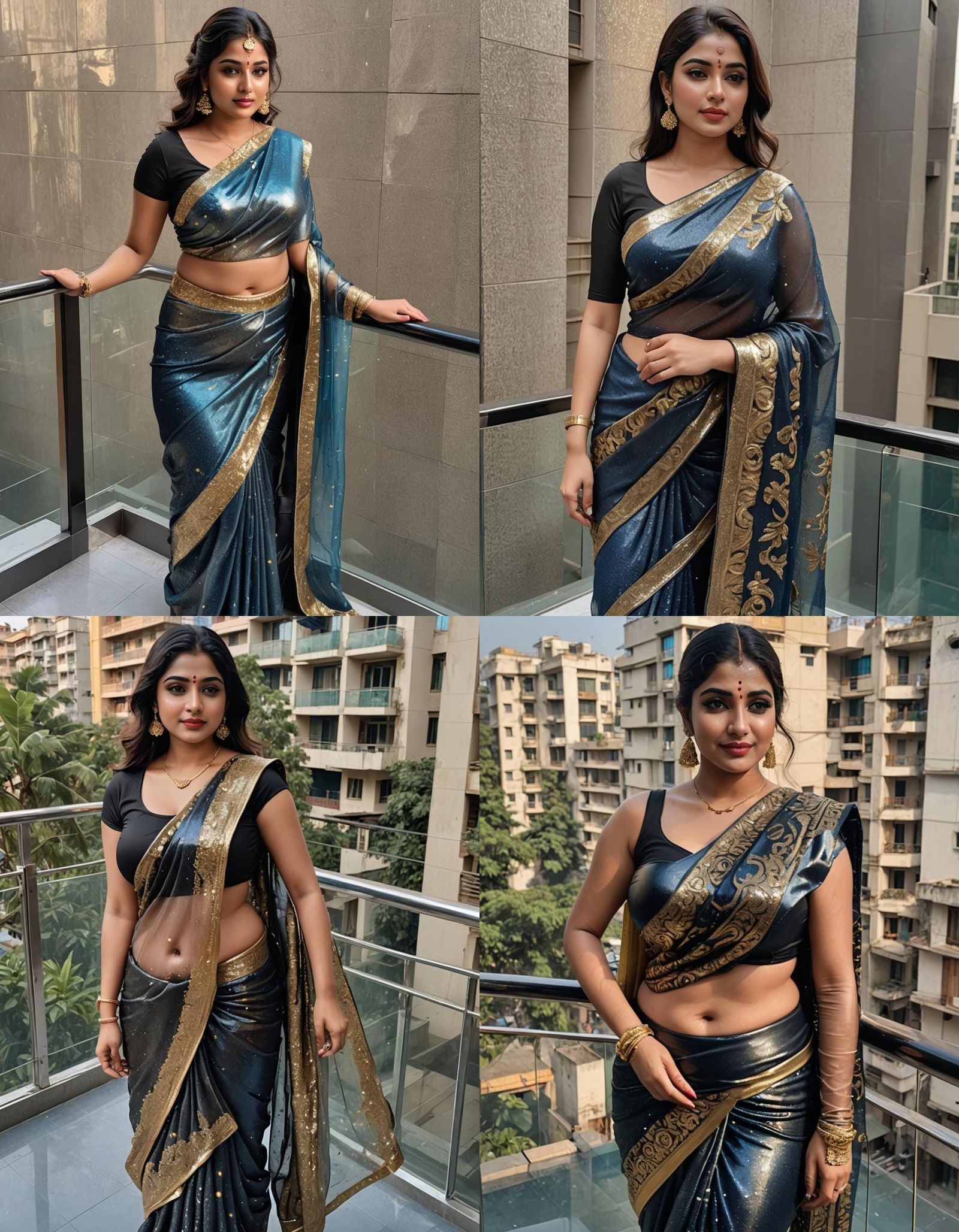 Hyperrealistic Woman in Glittering Saree