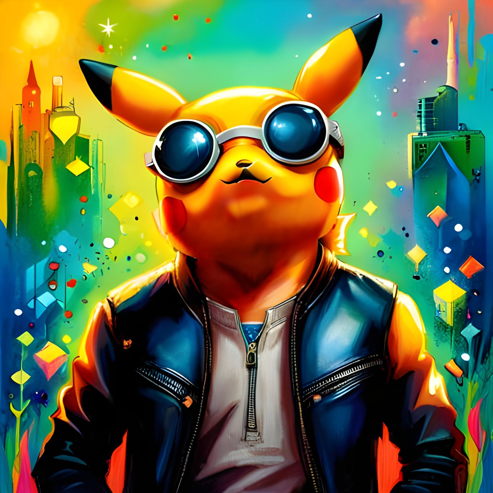 Pikachu in Sunglasses and Leather Jacket