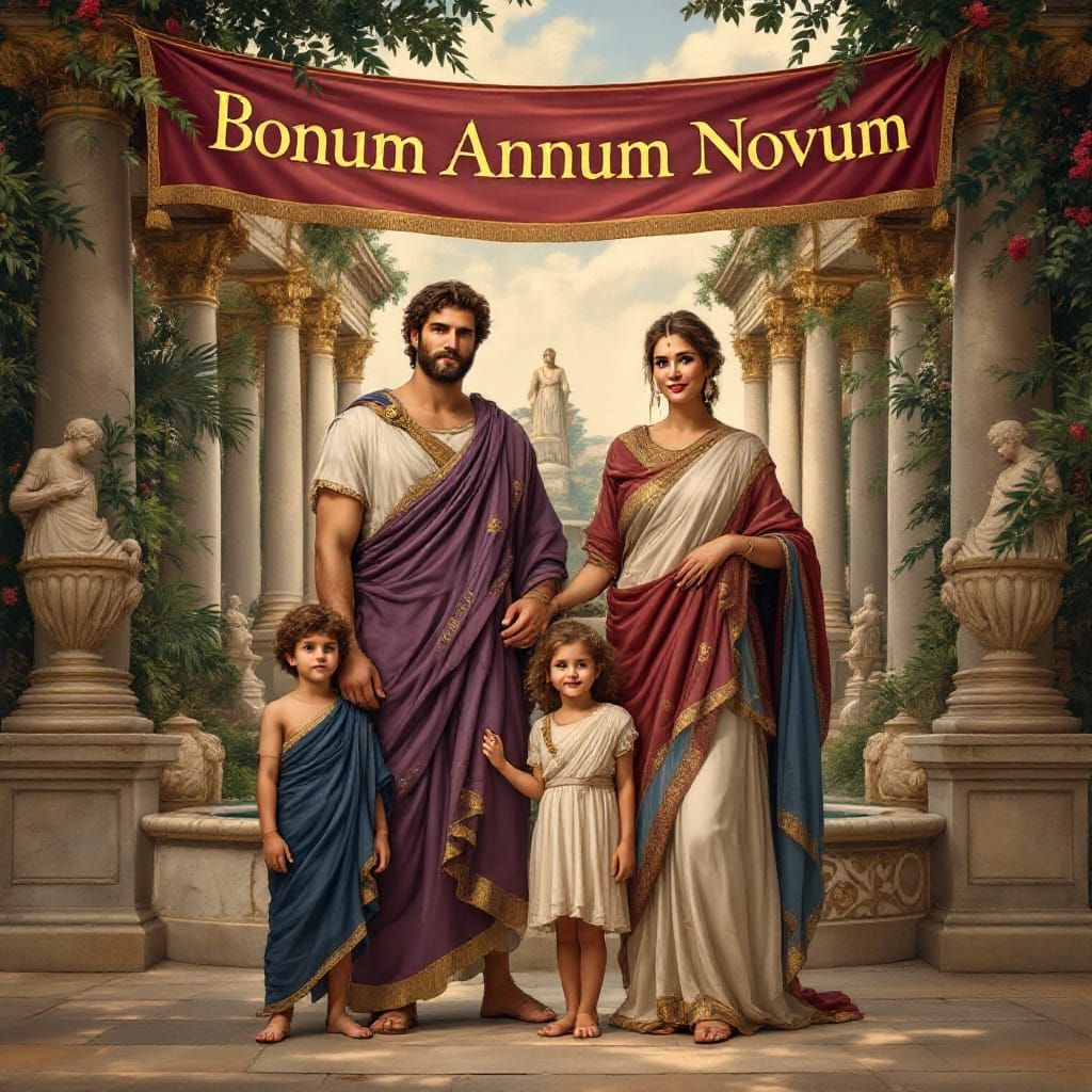 Stately Roman Family Unfurls New Year's Banner in Majestic G...