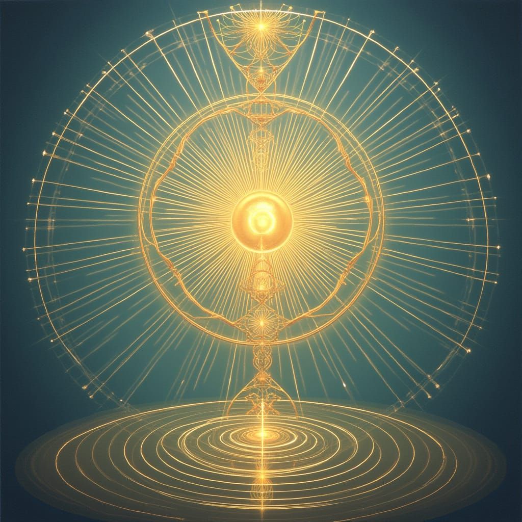 Golden IOTA Radiates Energy and Light in Sacred Geometry