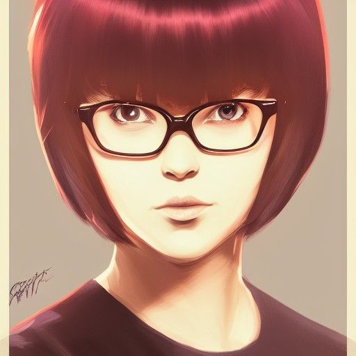 Elegant Portrait of Velma Dinkley in Digital Art Style