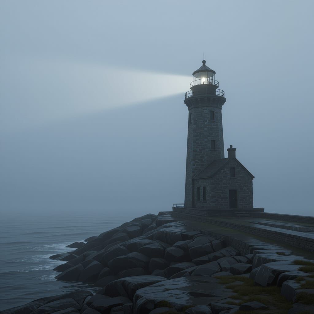 Post-Apocalyptic Lighthouse in Fog