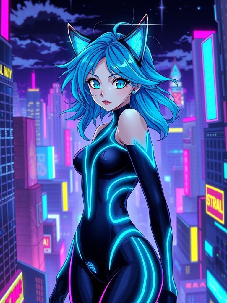 Surreal Cyberpunk Goddess Radiates Futuristic Power