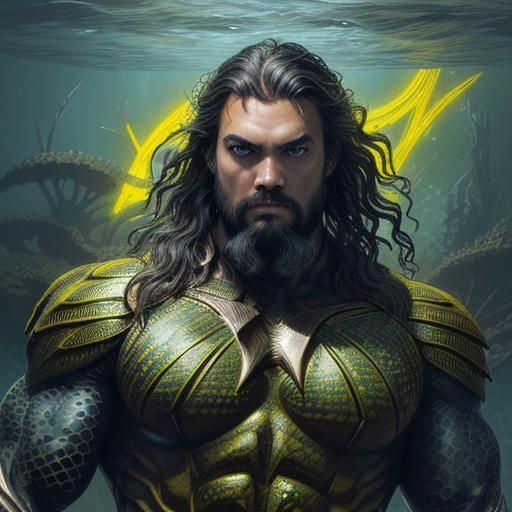Hydropunk Aquaman with Seaweed, Digital Painting