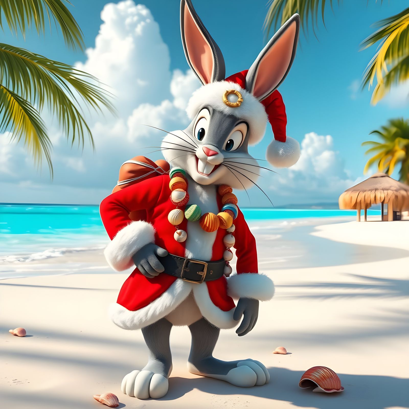 Fantastical Beach Scene in Vibrant Colors