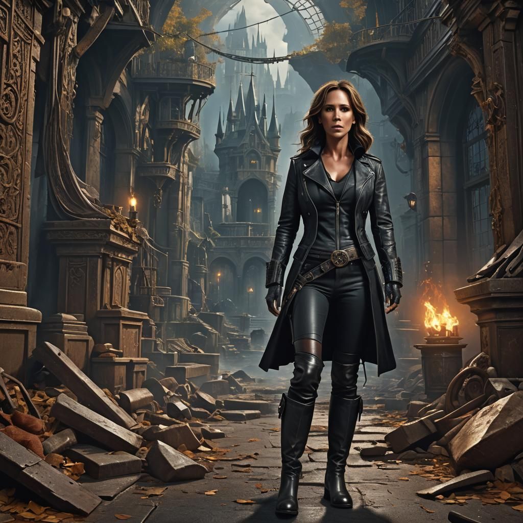 Leather-clad Investigator: Detailed Matte Painting