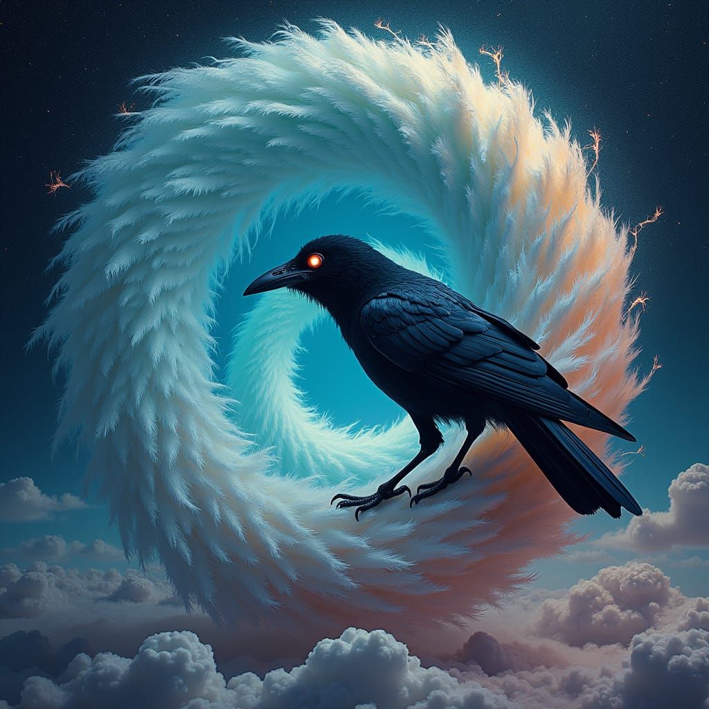 Majestic Crow Enters Infinite Starry Expanse