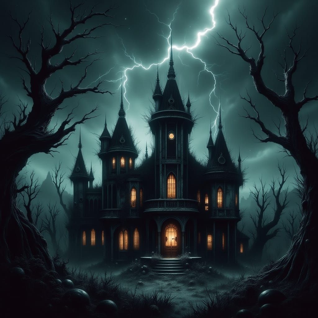 Haunted Mansion in Dark, Biomechanical Style