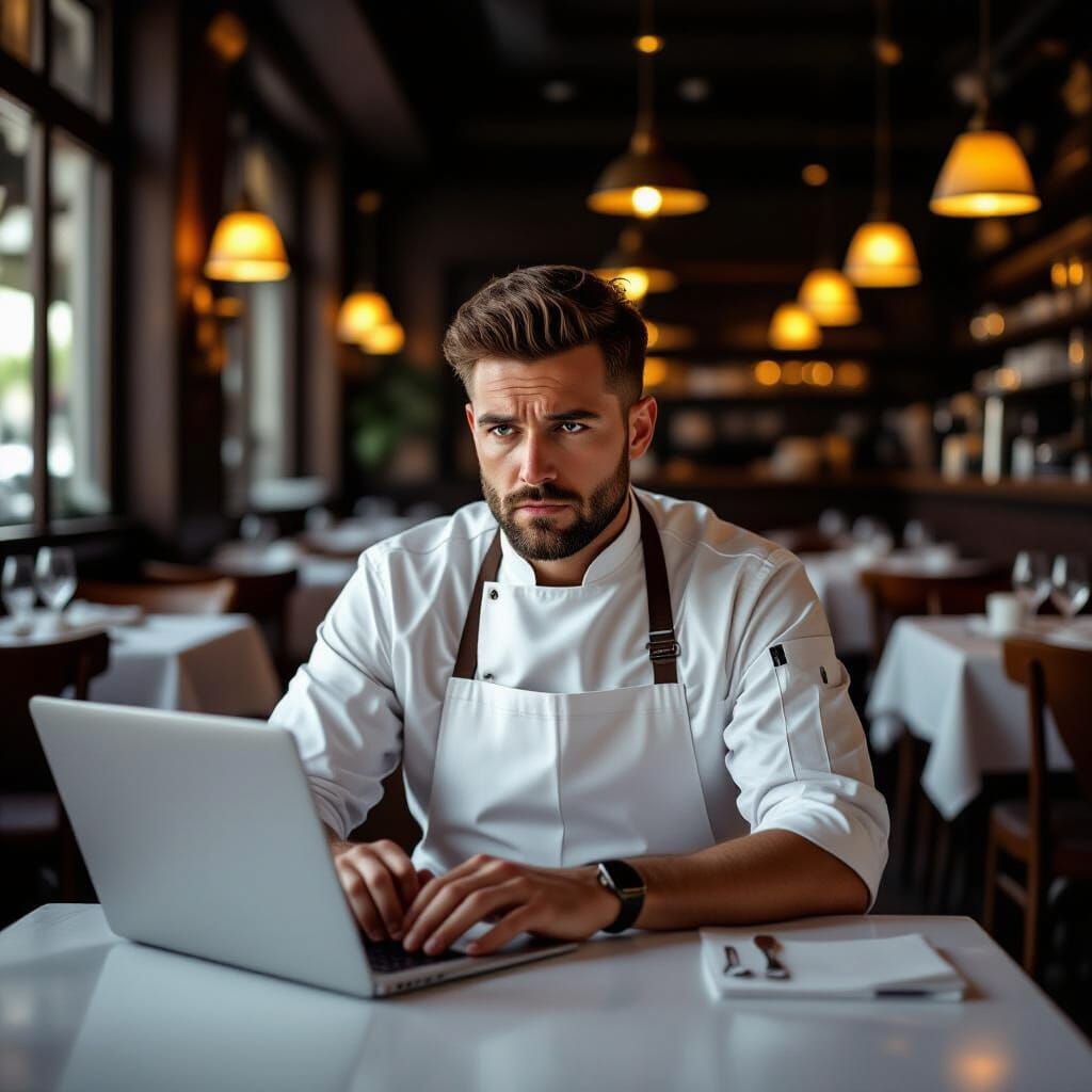 Disappointed Restaurant Owner in a Sci-Fi Setting
