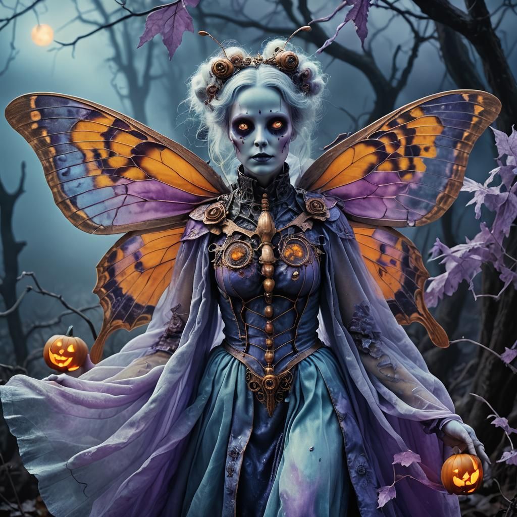 Steampunk Moth Fairy in Infrared Photography