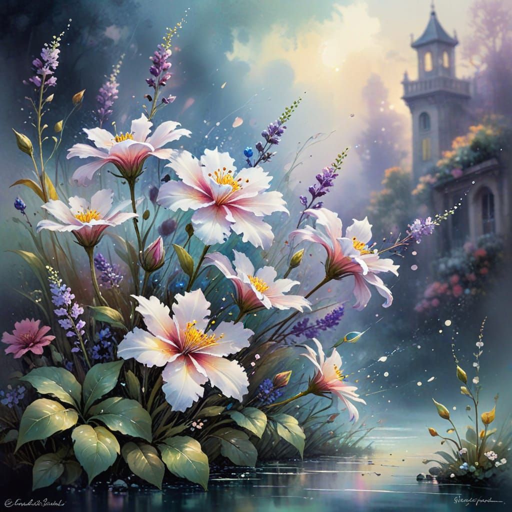 Mystical Floral Dreams in Watercolor Style
