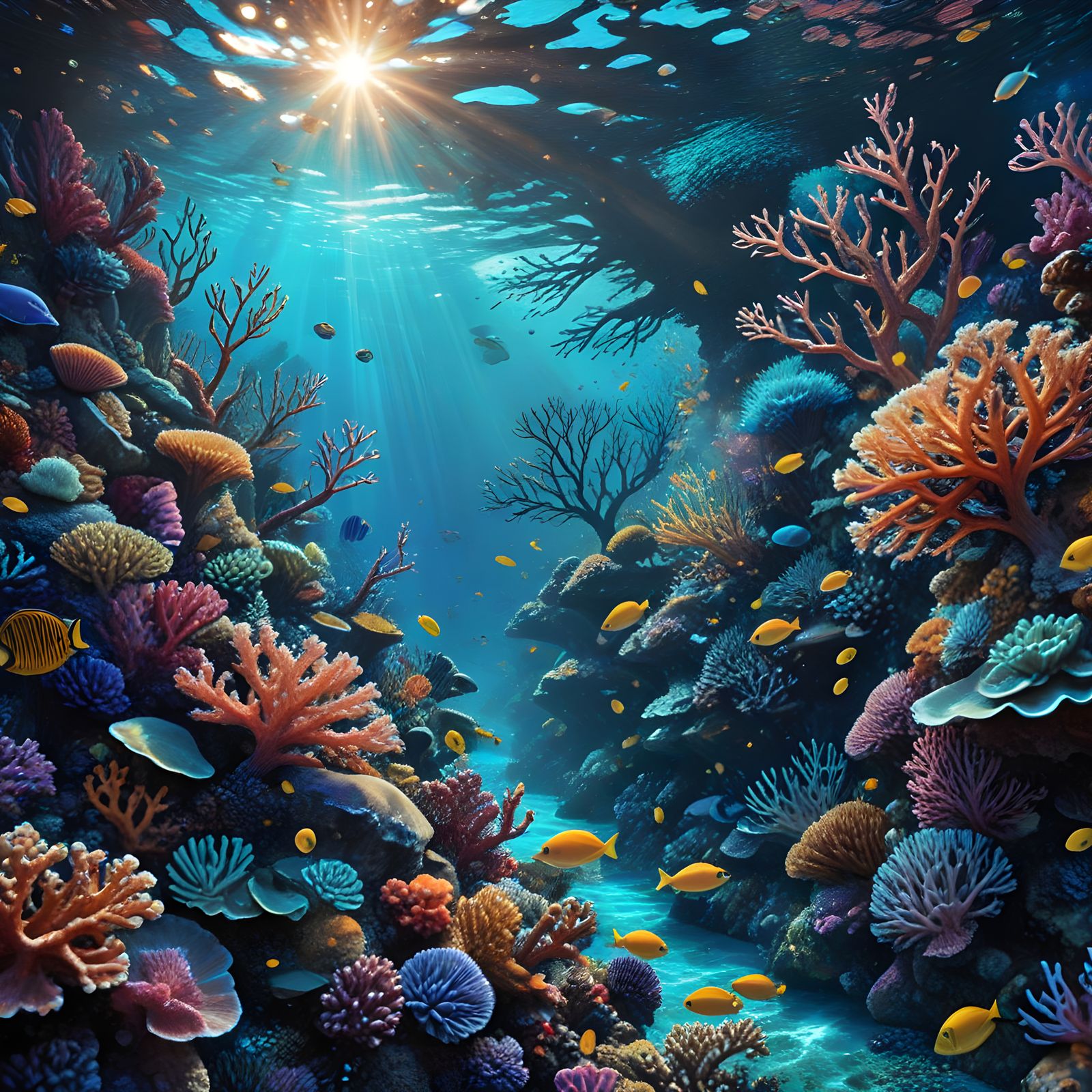 Ethereal Coral Gardens Under Golden Hour