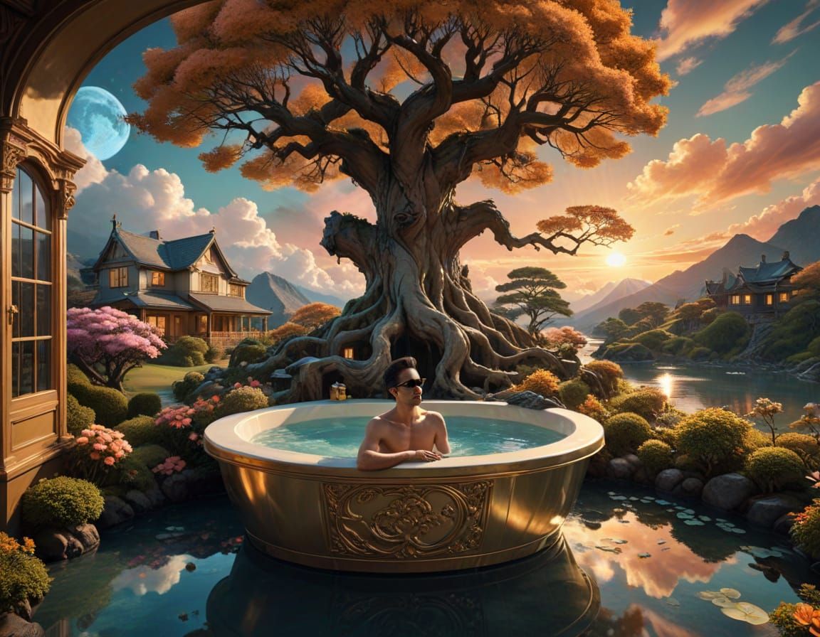 Surreal Art Deco Bathtub Dreamscape in 8K