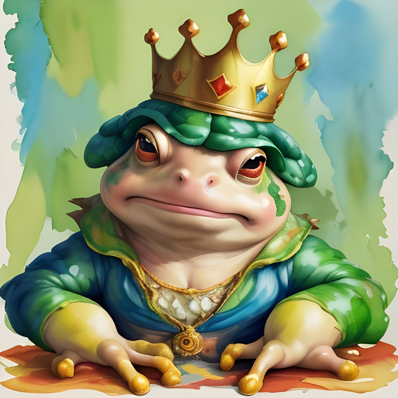 Toad King in Gouache Impressionist Style