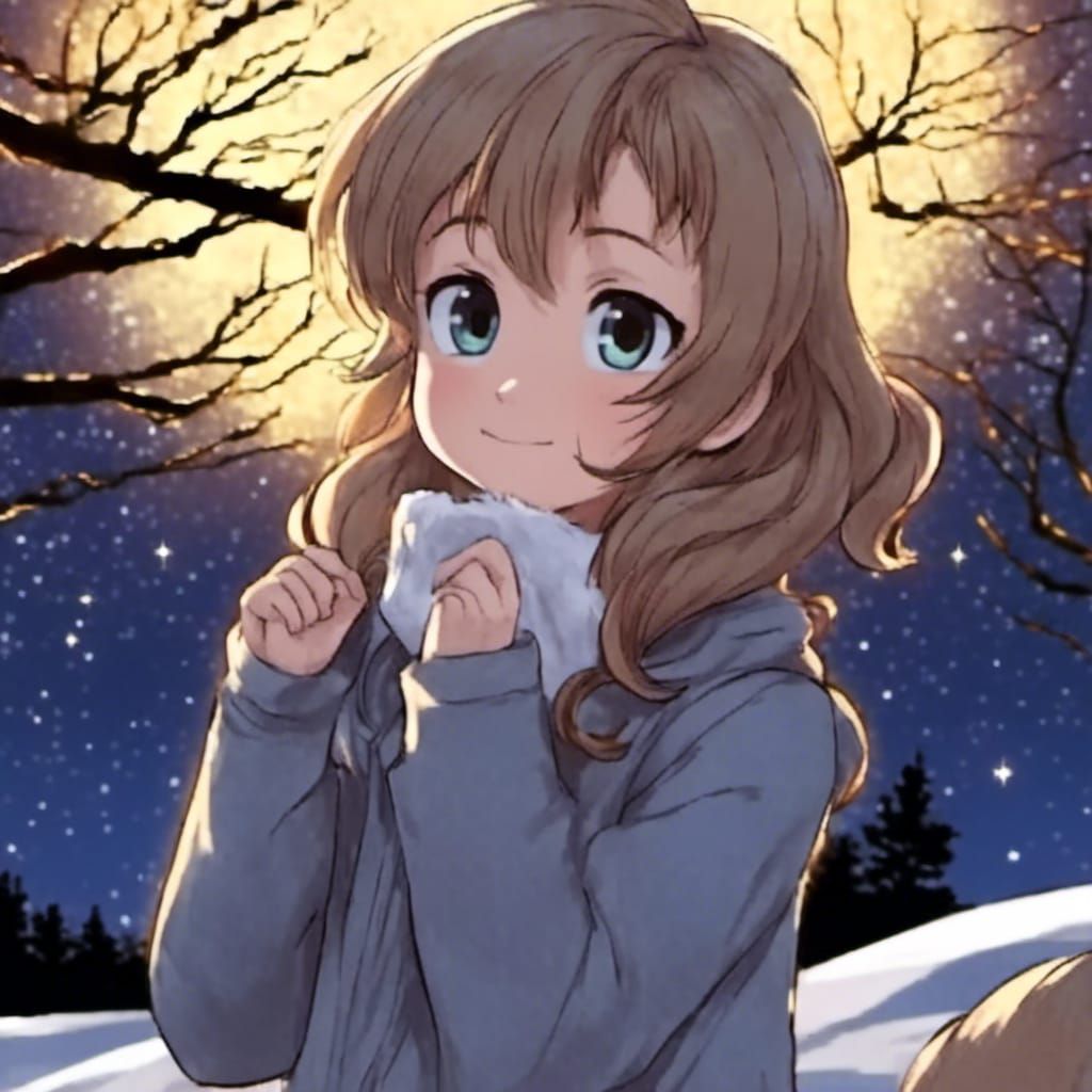 Anime Chibi Portrait Gazing at Stars