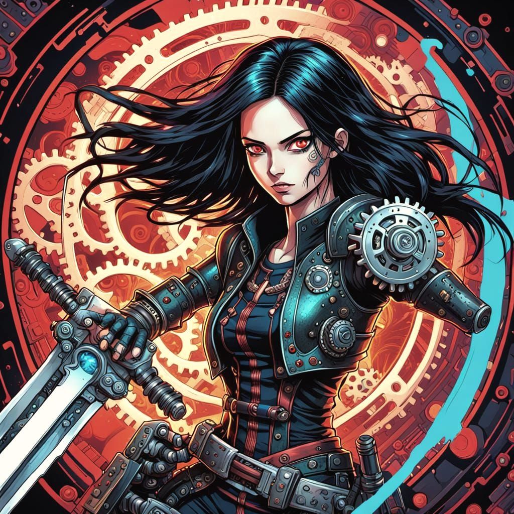 Alita: Battle Angel Manga-Style Warrior Woman