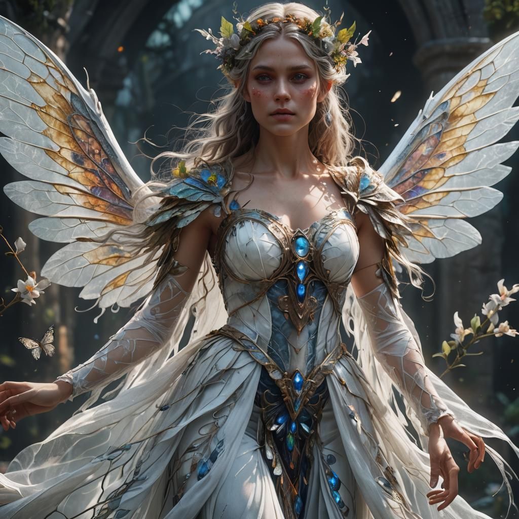 Fae Maiden in Gossamer Gown: Fantasy Concept Art