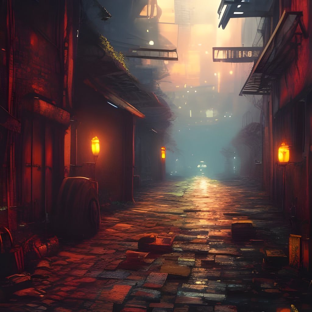 Hyperdetailed Alleyway Concept Art in Unreal Engine