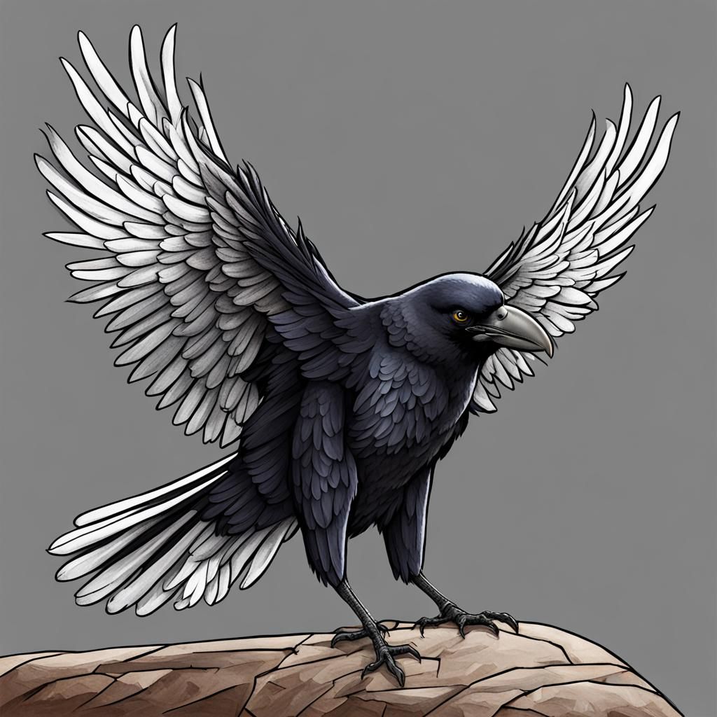 Biblically Accurate Angel Crow Illustration