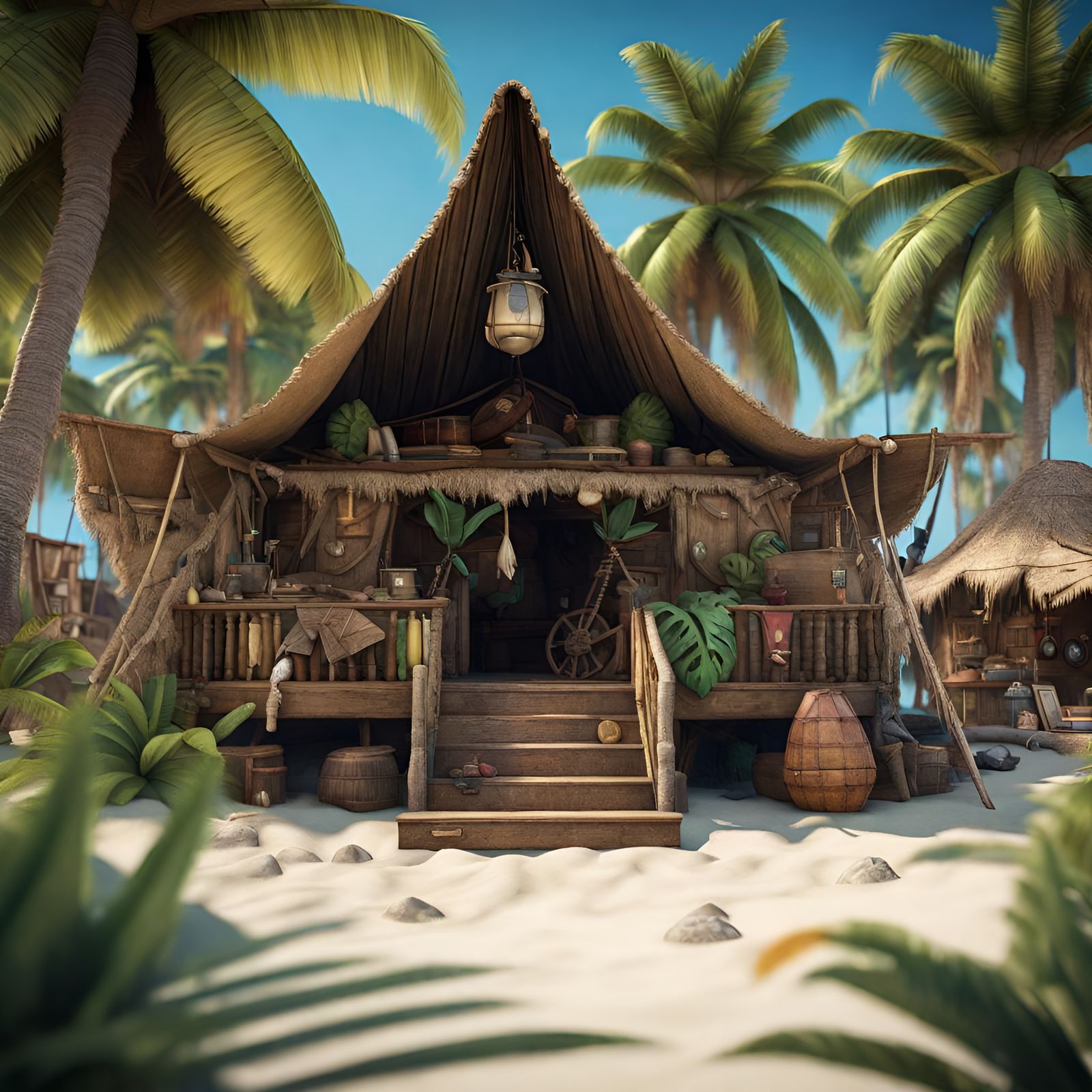 Tropical Pirate Camp Island in Photorealistic 8K