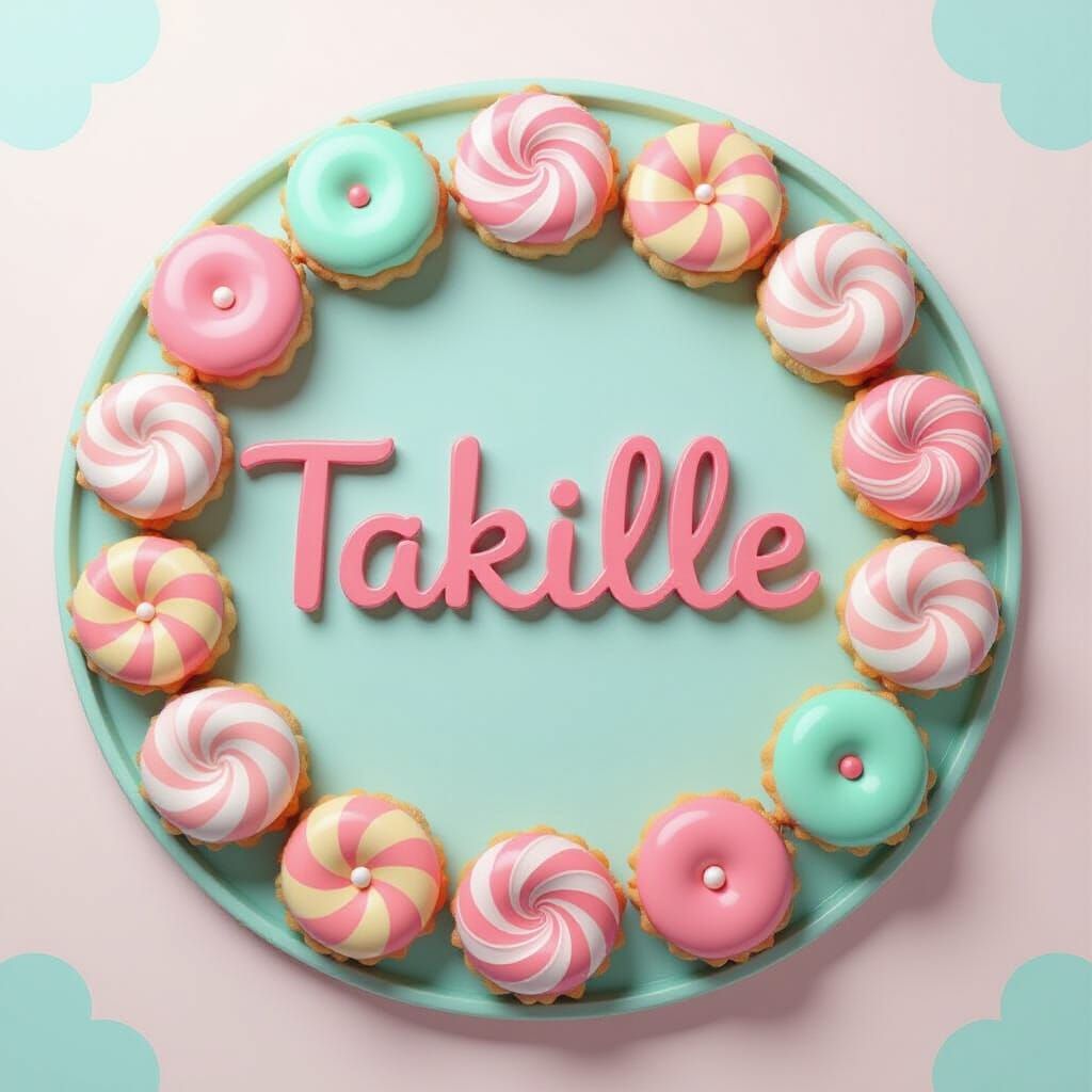 Colorful Sweets with Handwritten Word in Playful Style