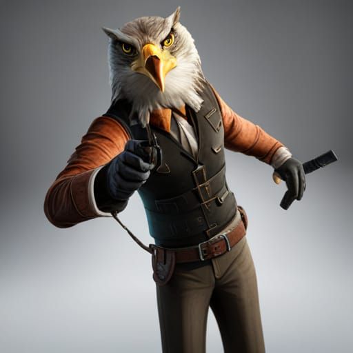 Intricate Anthro Eagle Agent in Dark Fantasy Style