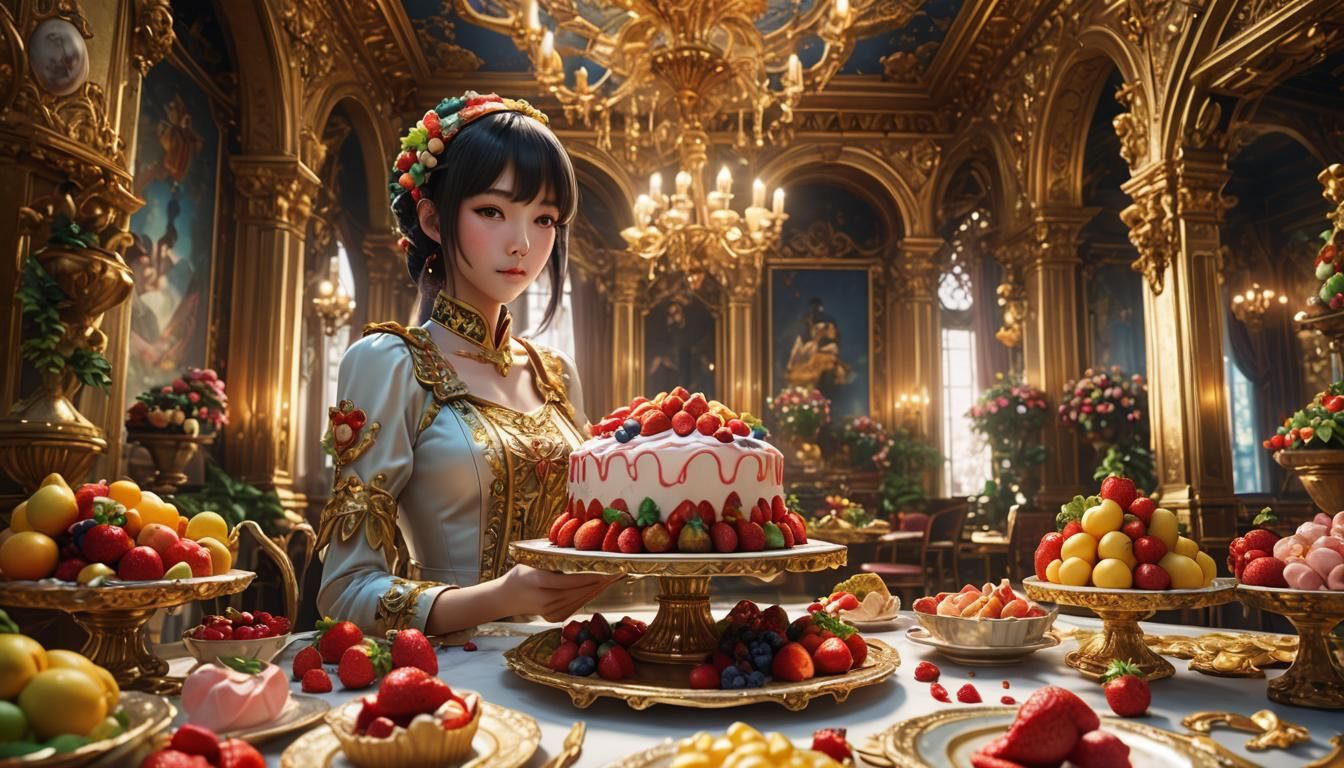 Hyper-Realistic 3D Anime Strawberry Cake