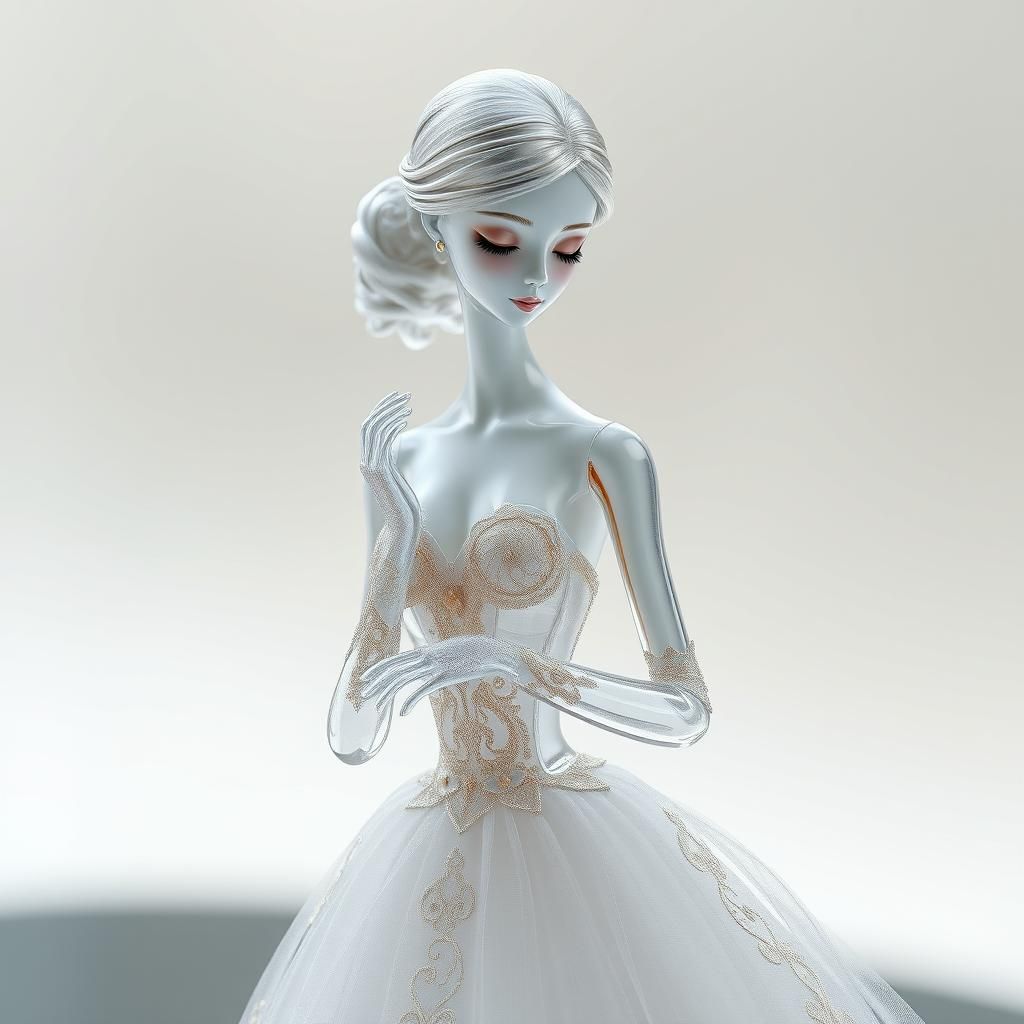 Exquisite Murano Glass Doll Figurine in Anime Style