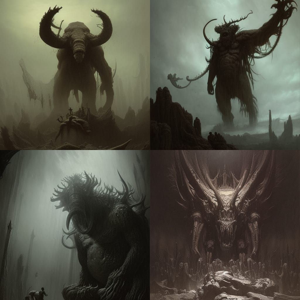 Horror Mammoth Monster Inspired by Doré